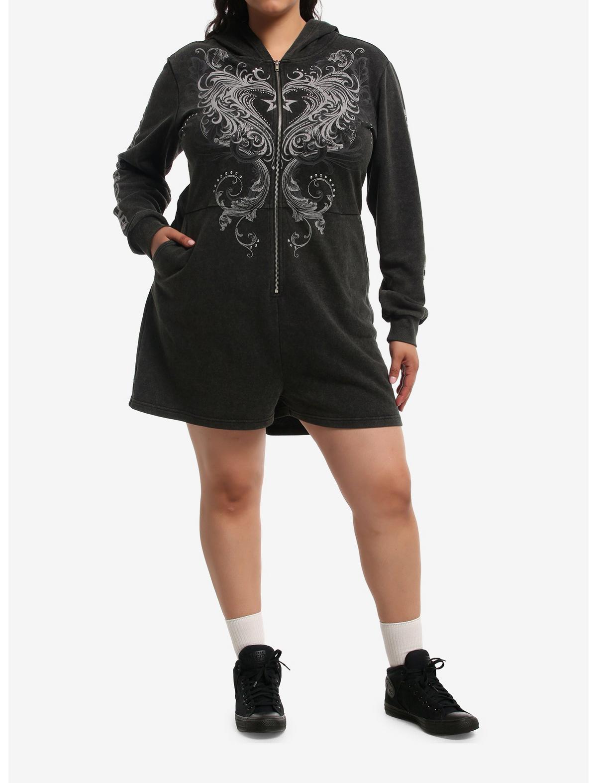 Destructive Heart Filigree Girls Hooded Romper Plus Size - US 7861