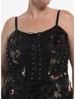 Cosmic Aura Burnout Floral Velour Girls Crop Corset Top Plus Size - US 2814