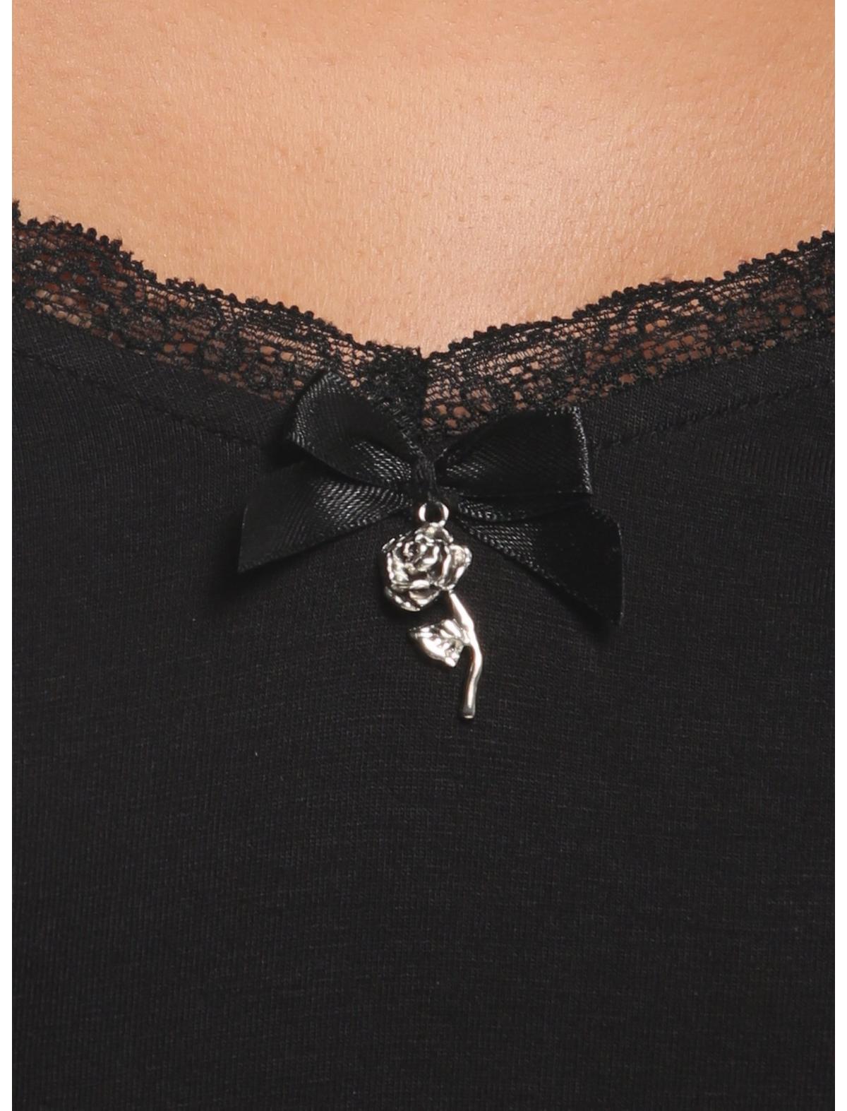 Cosmic Aura Black Cutout Lace Girls Long-Sleeve Top - US 5539