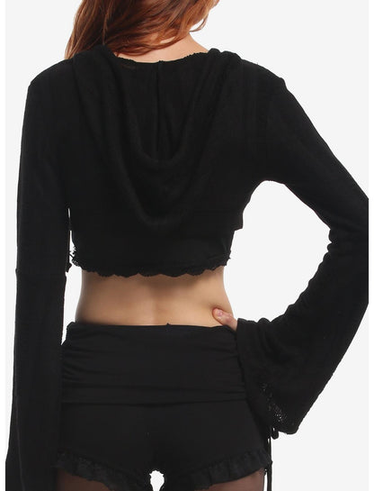 Cosmic Aura Bell Sleeve Hooded Girls Knit Shrug - US 7969