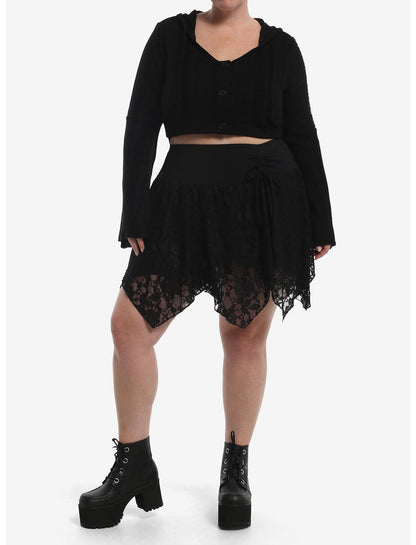 Cosmic Aura Bell Sleeve Hooded Girls Knit Shrug Plus Size - US 8331