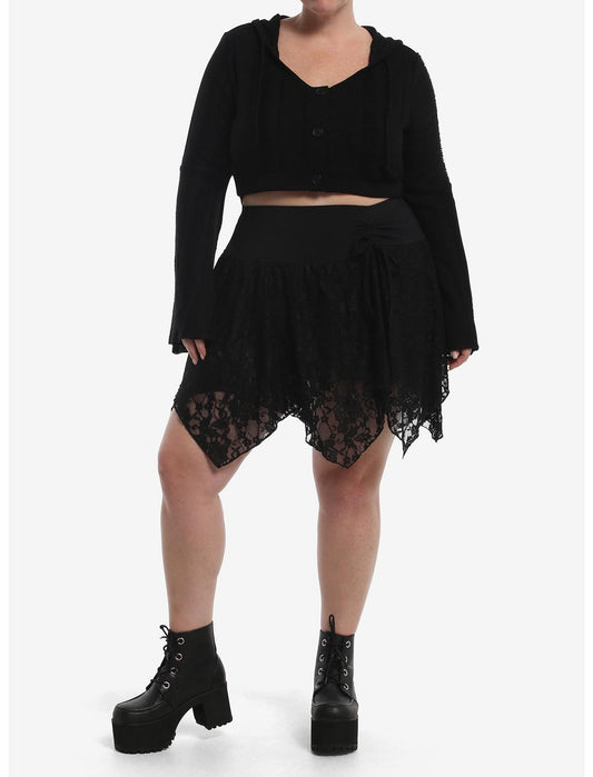 Cosmic Aura Bell Sleeve Hooded Girls Knit Shrug Plus Size - US 8331