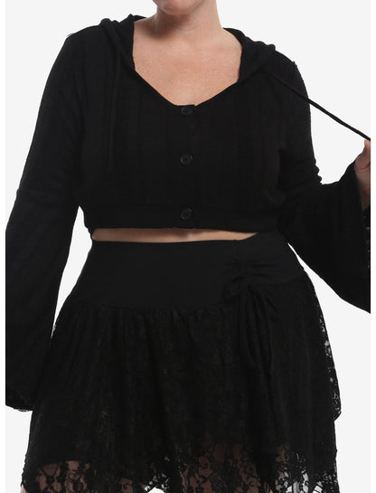 Cosmic Aura Bell Sleeve Hooded Girls Knit Shrug Plus Size - US 8331