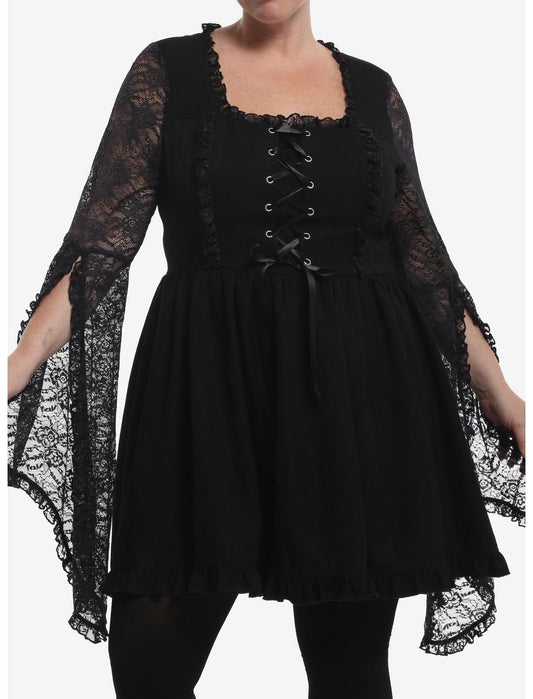 Cosmic Aura Corset Lace Bell Sleeve Dress Plus Size - US 0683