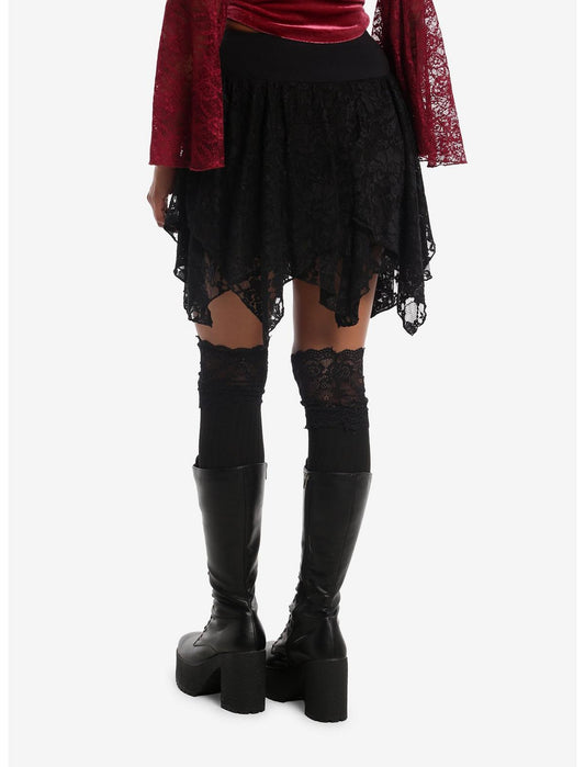 Cosmic Aura Black Lace Hanky Hem Skirt - US 0429