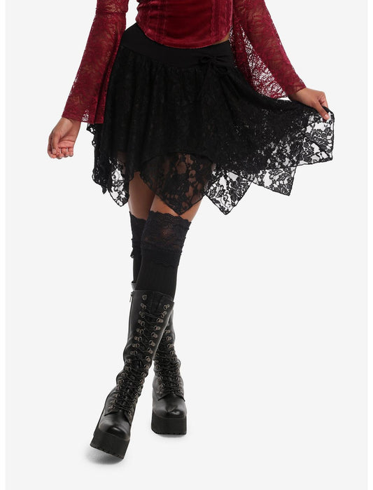 Cosmic Aura Black Lace Hanky Hem Skirt - US 0429