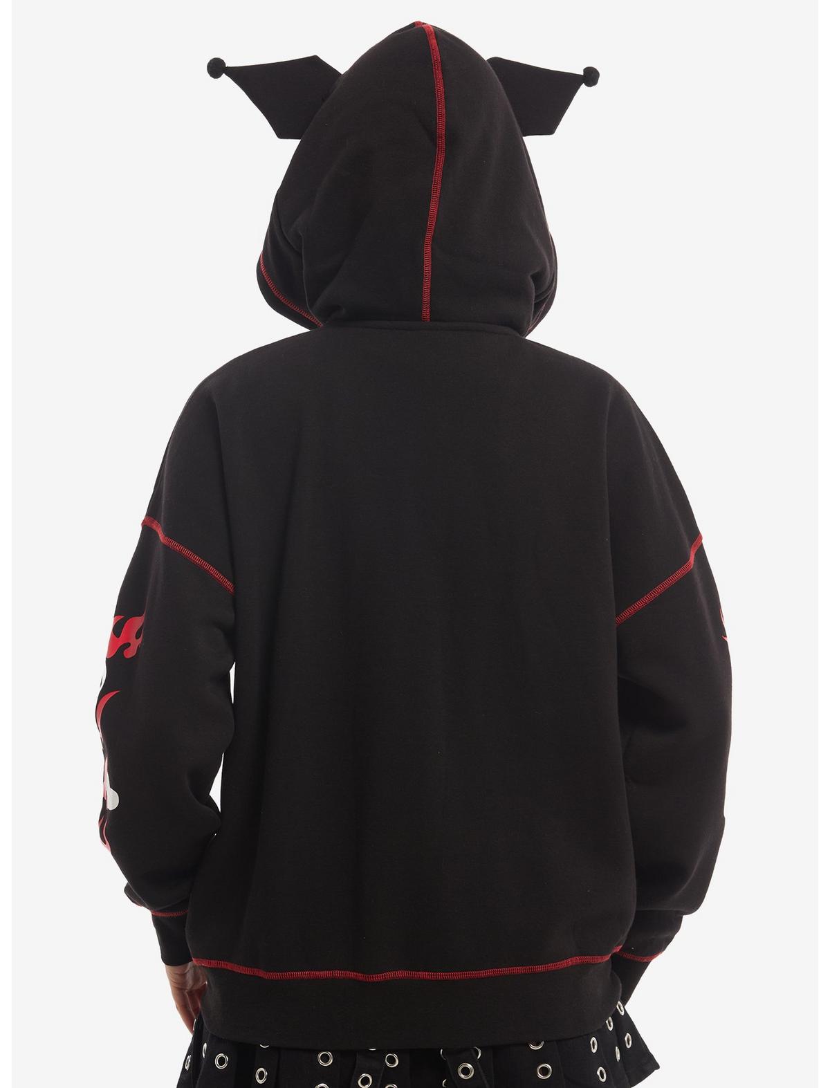 Kuromi Red Flame Figural Ears Girls Hoodie - US 5968