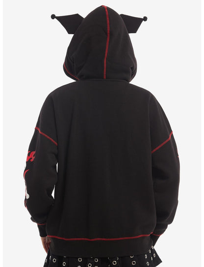 Kuromi Red Flame Figural Ears Girls Hoodie - US 5968