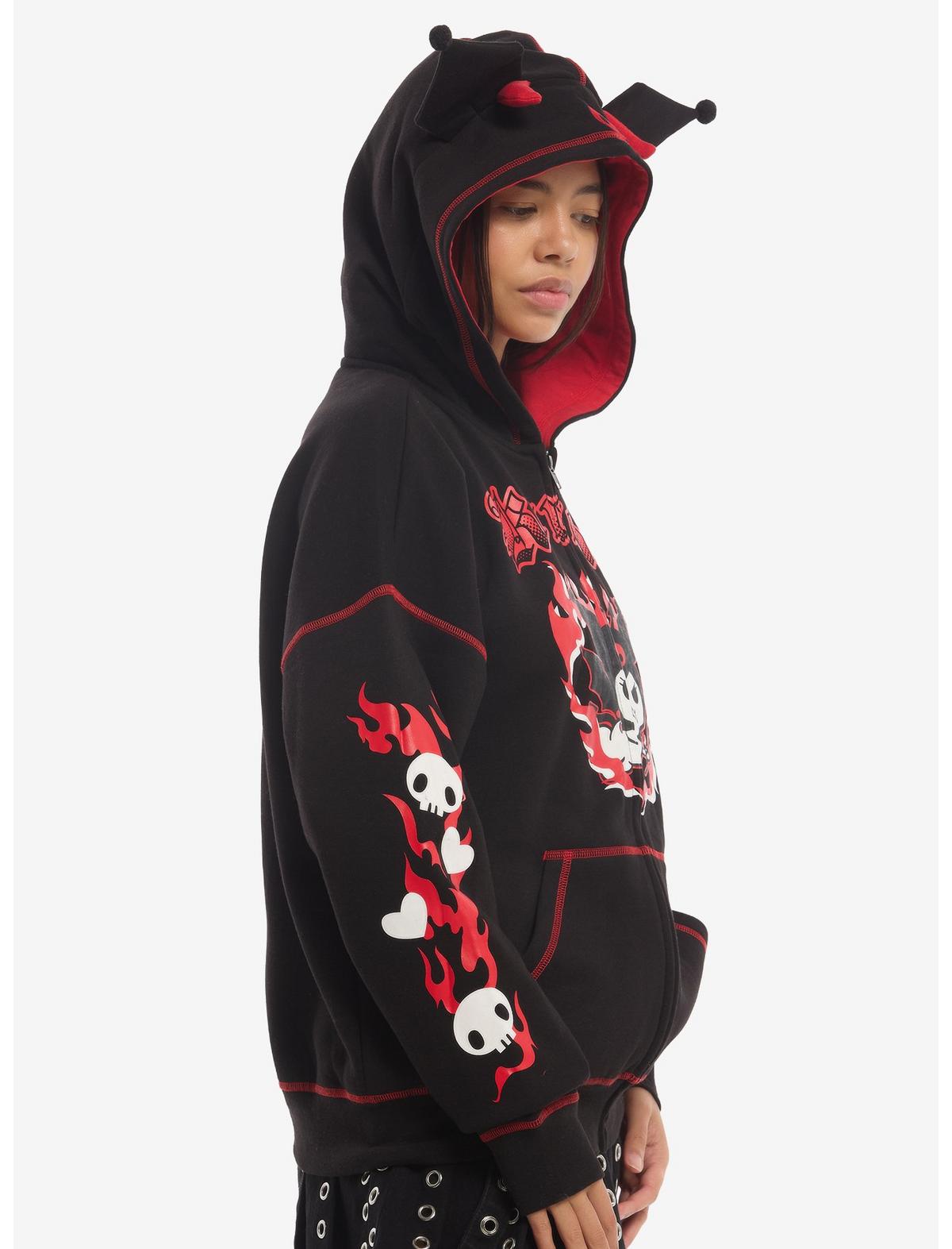 Kuromi Red Flame Figural Ears Girls Hoodie - US 5968