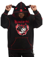 Kuromi Red Flame Figural Ears Girls Hoodie Plus Size - US 4716