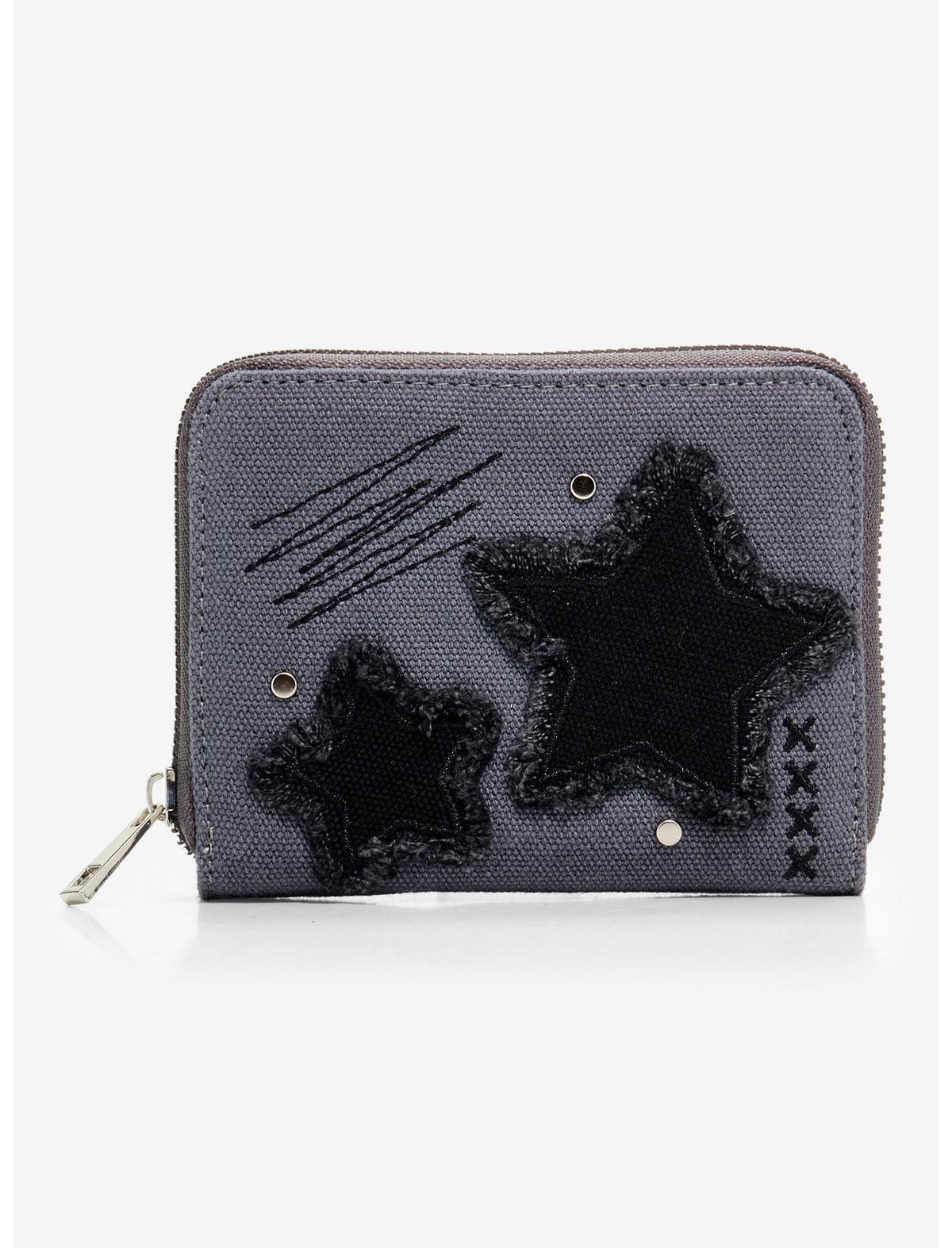 Grey Frayed Star Mini Zipper Wallet - US 5341