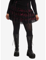 Black & Pink Grommet Lace Tiered Skirt Plus Size - US 1745