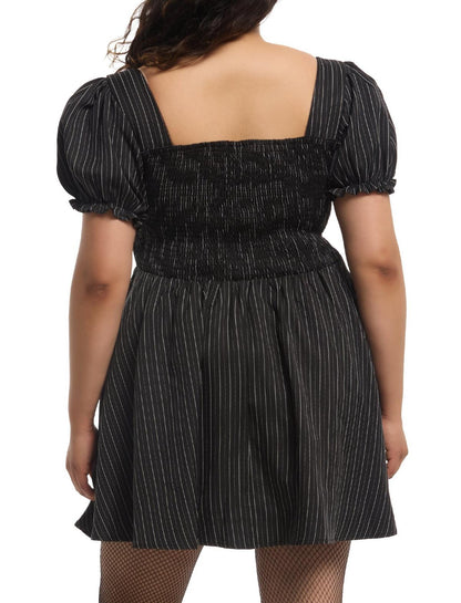 Black & White Pinstripe Dress Plus Size - US 8098