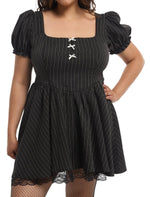 Black & White Pinstripe Dress Plus Size - US 8098