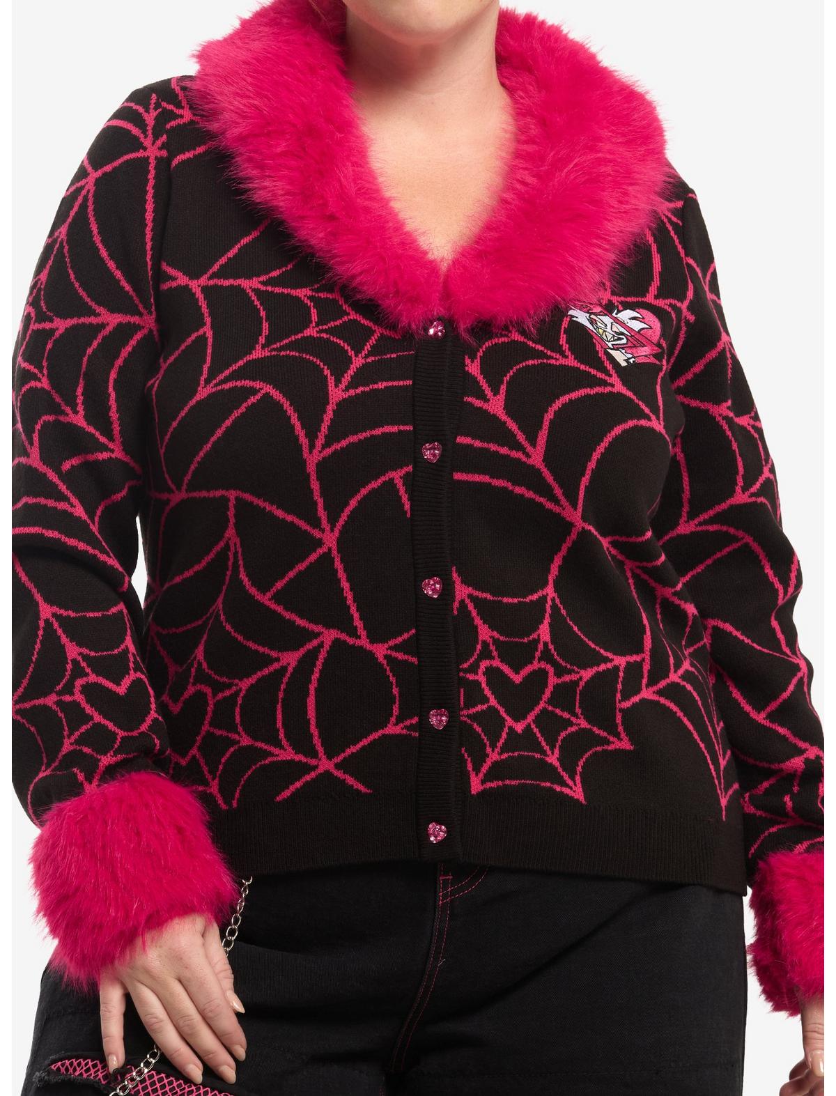 Hazbin Hotel Angel Dust Fur Trim Girls Cardigan Plus Size - US 3980