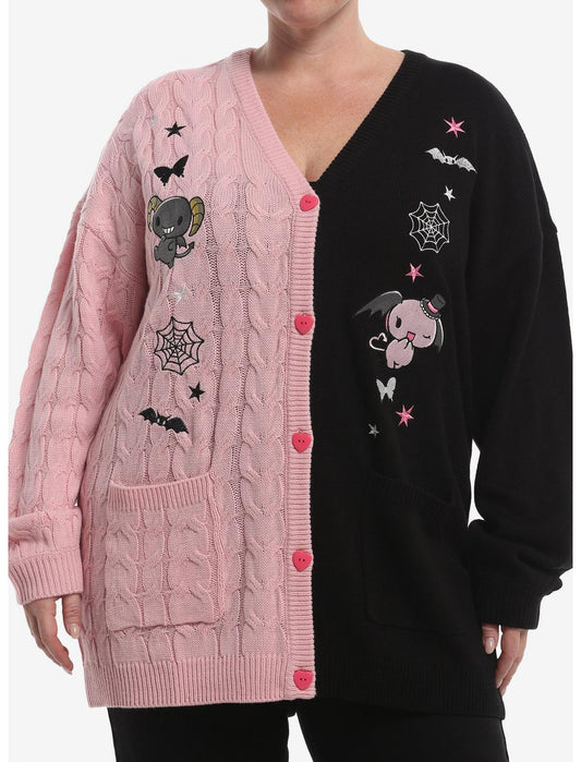 Lloromannic Split Cable Knit Girls Cardigan Plus Size - US 6545