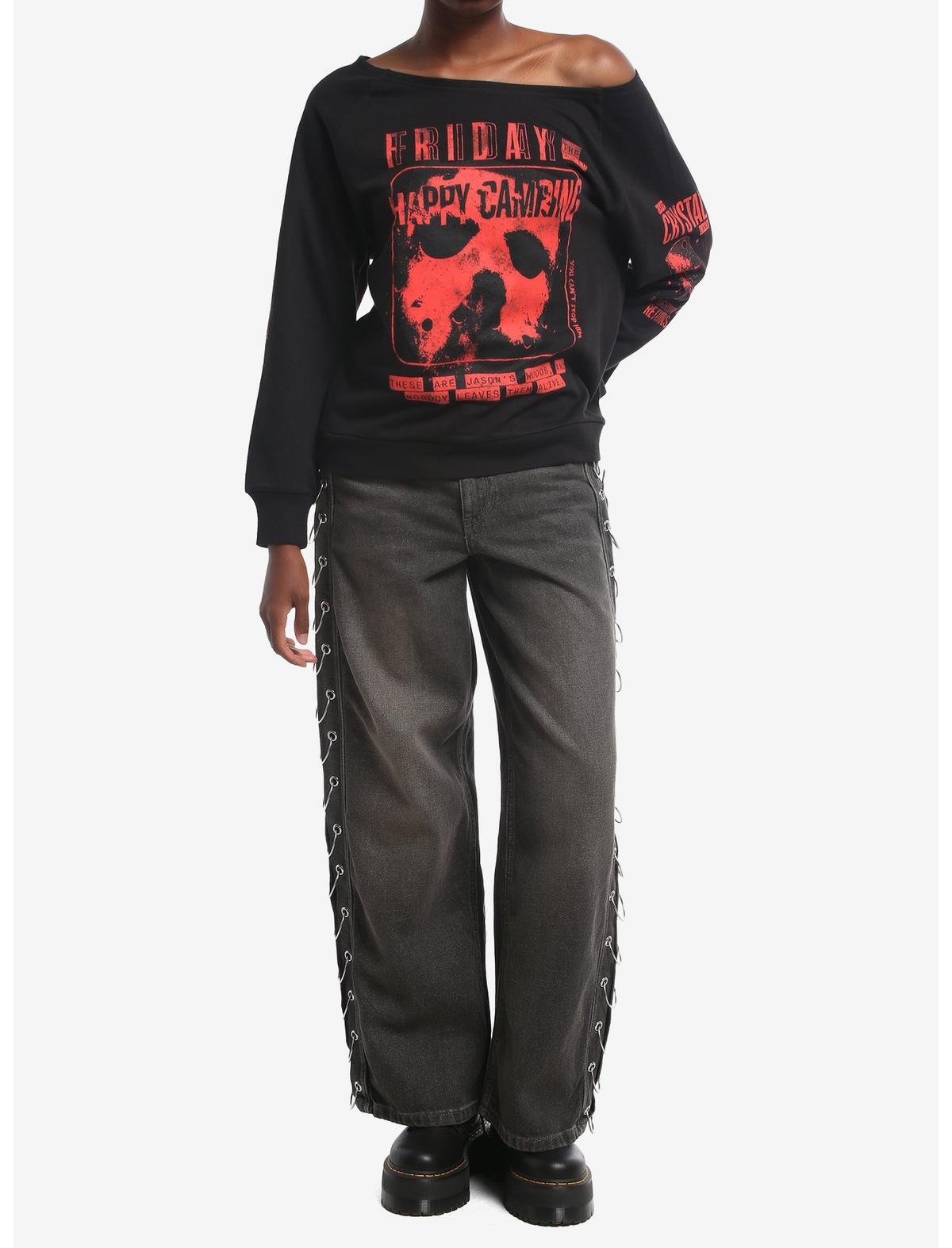 Friday The 13th Happy Camping Off-Shoulder Girls Sweatshirt - US 3538
