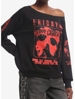 Friday The 13th Happy Camping Off-Shoulder Girls Sweatshirt - US 3538