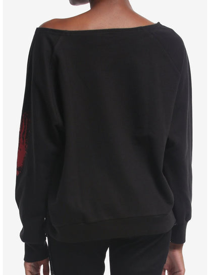 A Nightmare On Elm Street Writing Girls Off-Shoulder Sweatshirt - US 7083