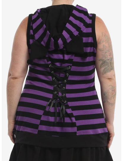 Kuromi Stripe Butterfly Hoodie Dress Plus Size - US 5178