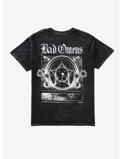 Bad Omens Floral Skull Mineral Wash T-Shirt - US 6495