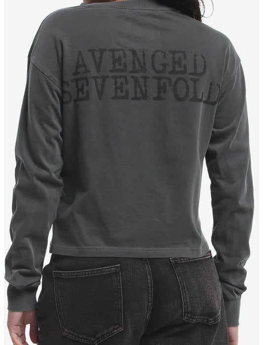 Avenged Sevenfold Deathbat Girls Crop Long-Sleeve T-Shirt - US 7518
