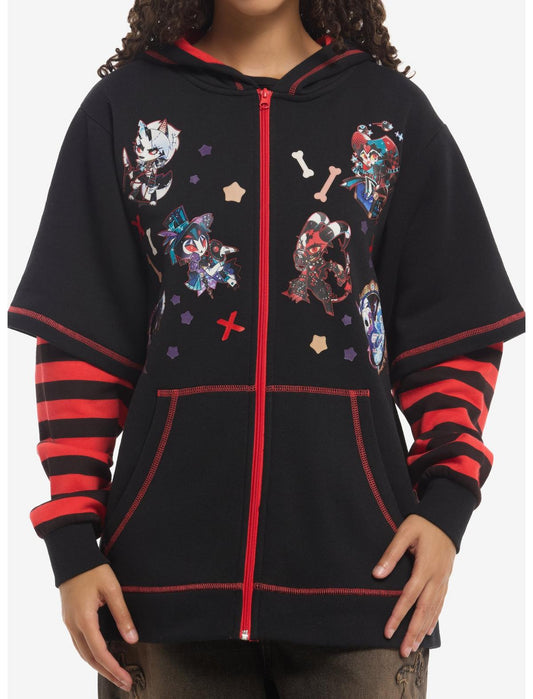 Helluva Boss Chibi Character Stripe Twofer Hoodie - US 3848