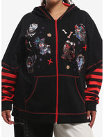 Helluva Boss Chibi Character Stripe Twofer Hoodie Plus Size - US 1121