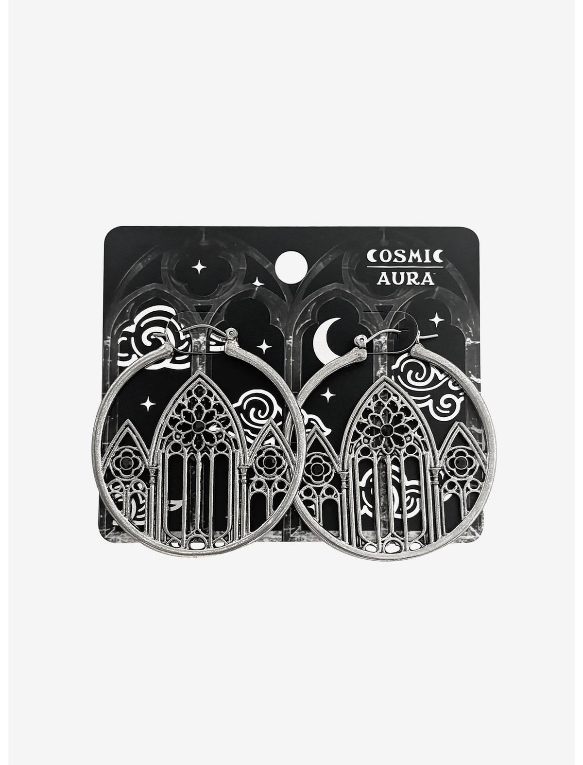 Cosmic Aura Gothic Cathedral Hoop Earrings - US 5487