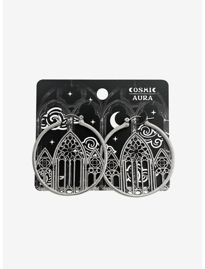 Cosmic Aura Gothic Cathedral Hoop Earrings - US 5487