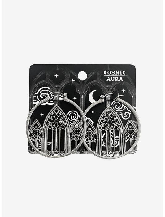 Cosmic Aura Gothic Cathedral Hoop Earrings - US 5487