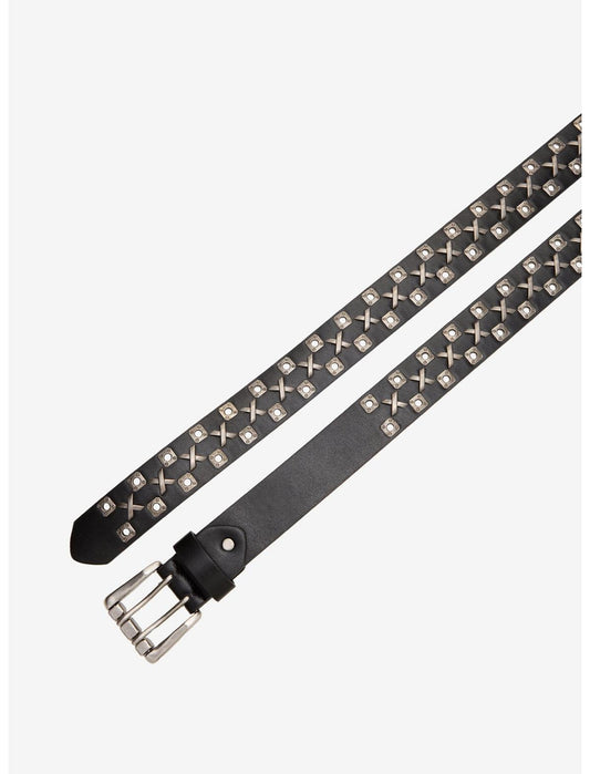 Black & Silver Square Grommet Belt - US 0085
