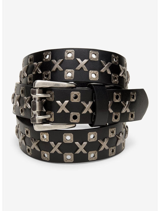 Black & Silver Square Grommet Belt - US 0085