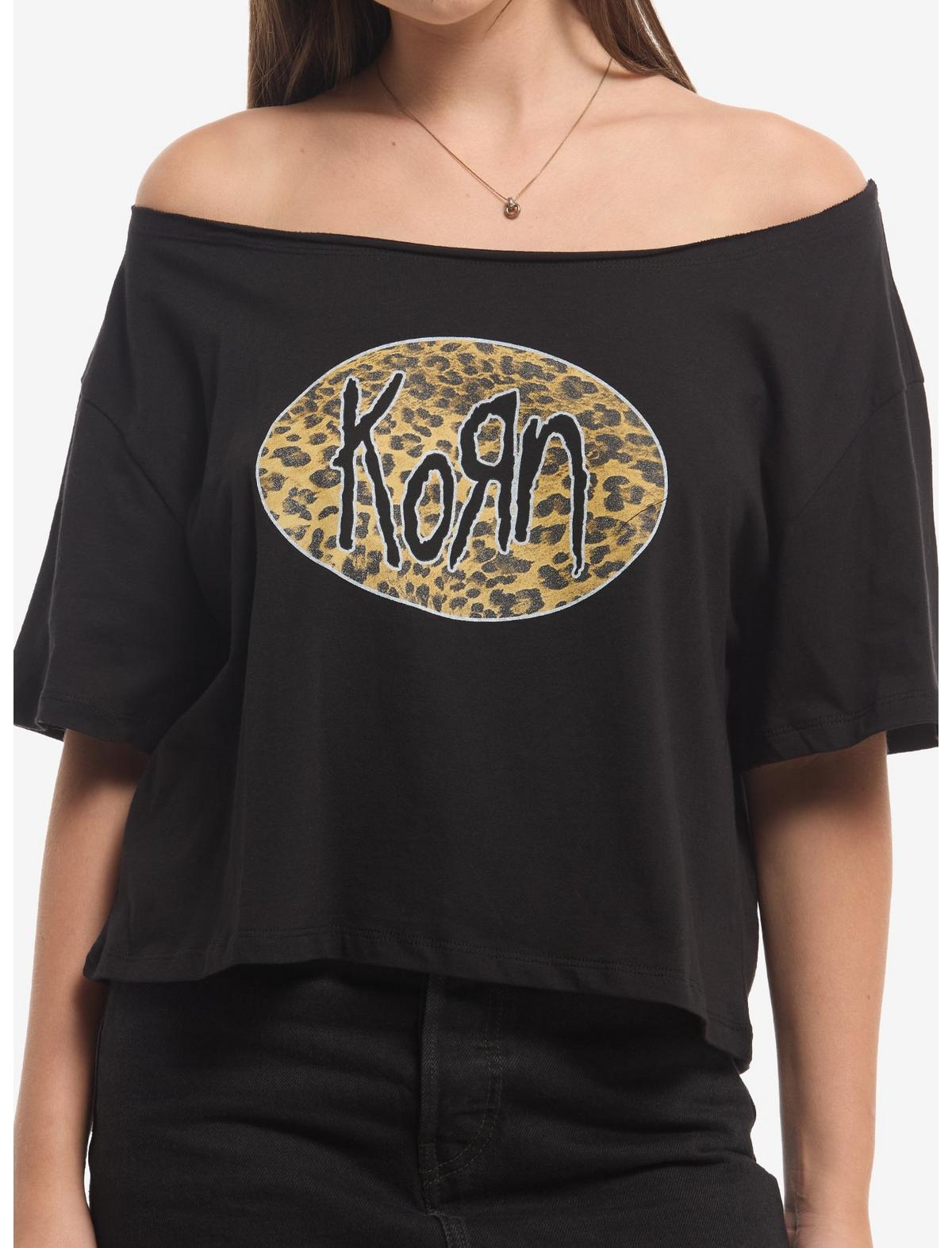 Korn Cheetah Logo Girls Off-Shoulder T-Shirt - US 0101