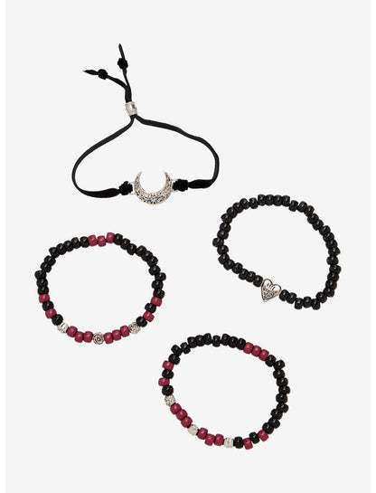 Cosmic Aura Moon Heart Bead Bracelet Set - US 0908