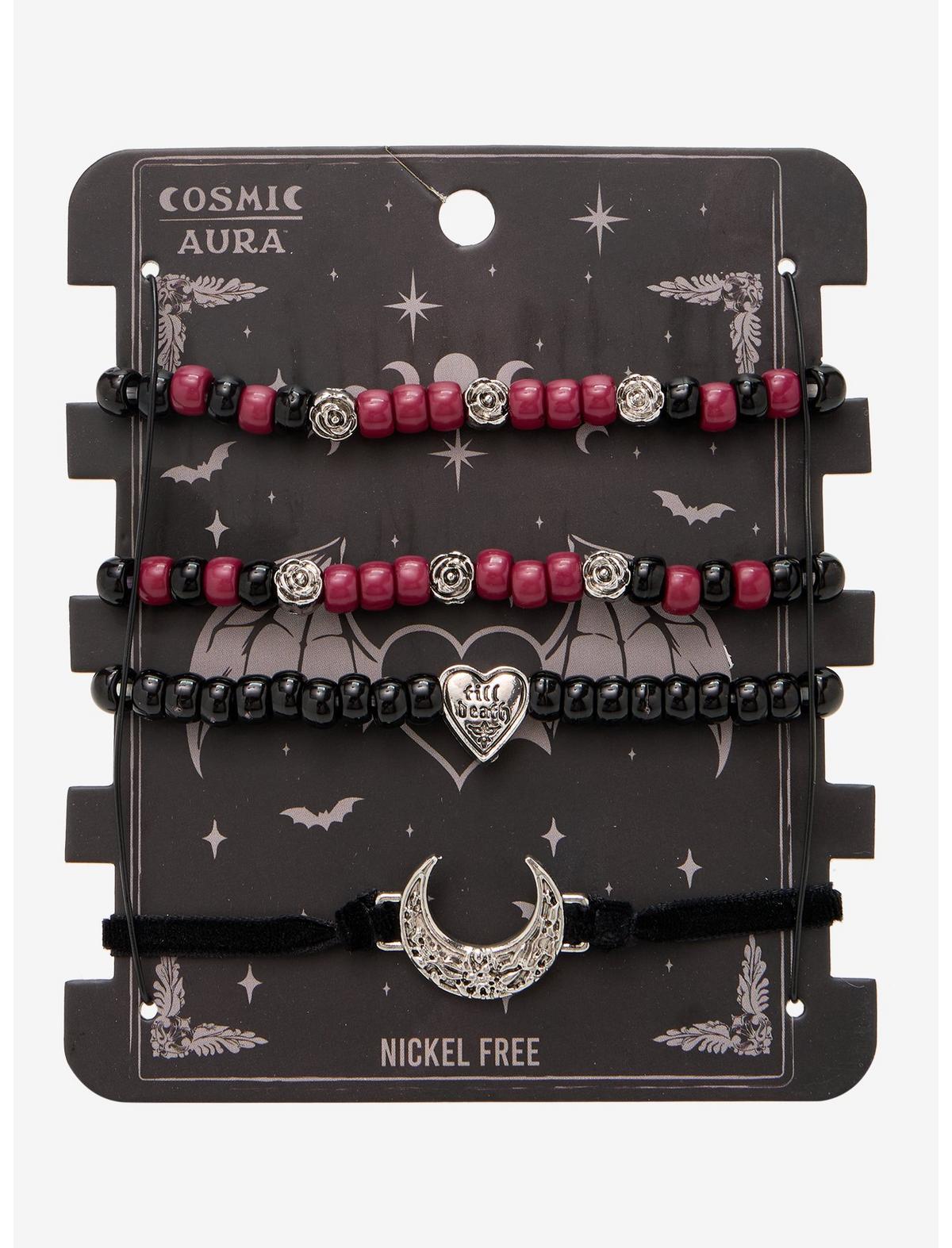 Cosmic Aura Moon Heart Bead Bracelet Set - US 0908