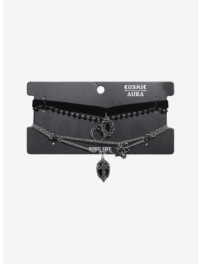 Cosmic Aura Dark Witch Velvet Necklace Set - US 4794