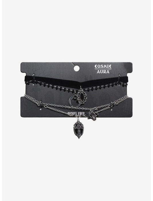 Cosmic Aura Dark Witch Velvet Necklace Set - US 4794