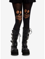 Black Skull Destructed Tights - US 4546