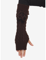 Brown Cable Knit Pom Arm Warmers - US 5226