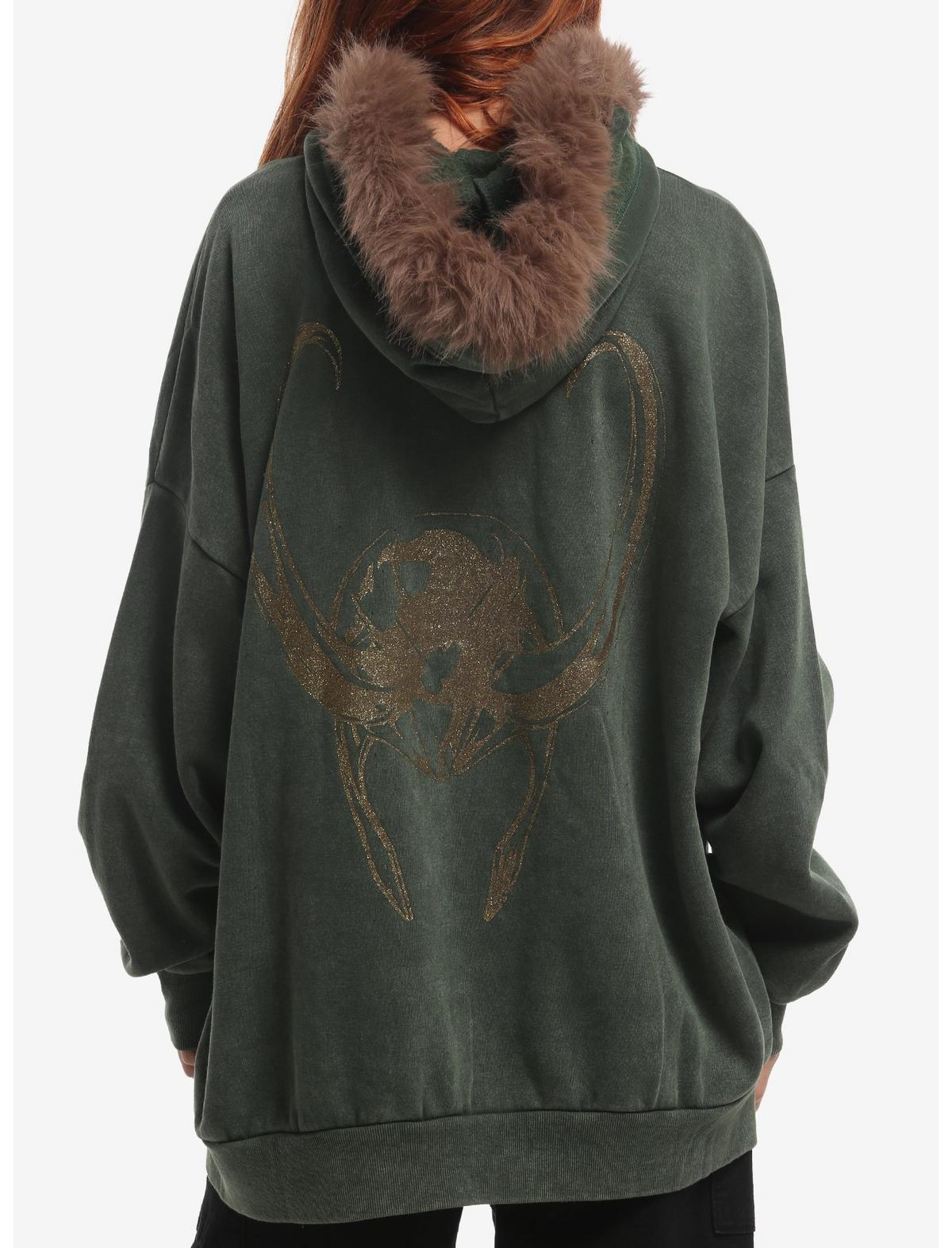 Marvel Loki Fur Trim Girls Oversized Hoodie - US 4308