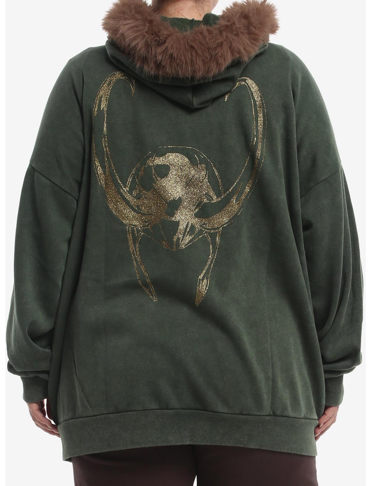 Marvel Loki Fur Trim Girls Oversized Hoodie Plus Size - US 0781