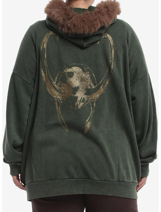 Marvel Loki Fur Trim Girls Oversized Hoodie Plus Size - US 0781