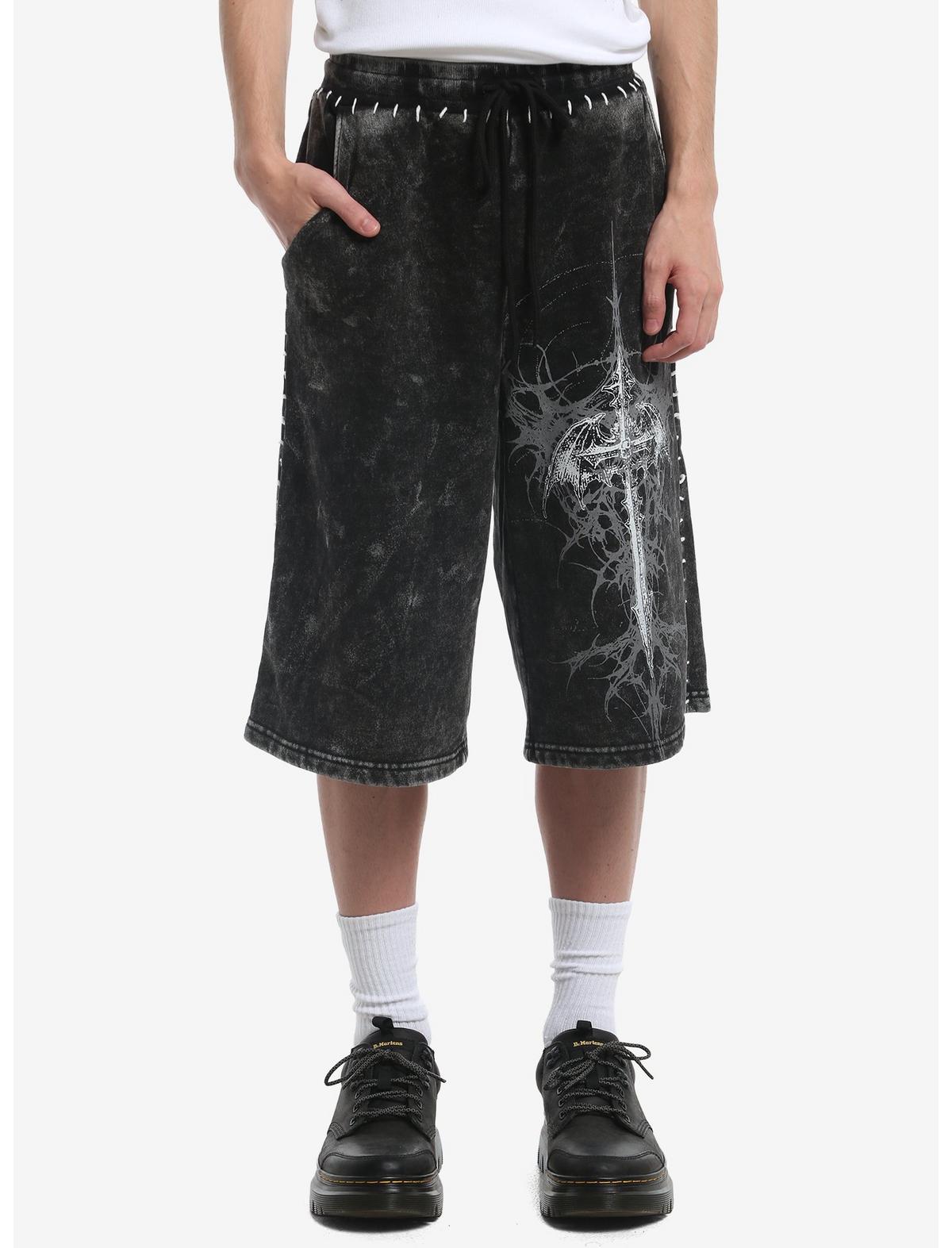 Cross Cyber Sigil Dark Wash Lounge Shorts - US 3861