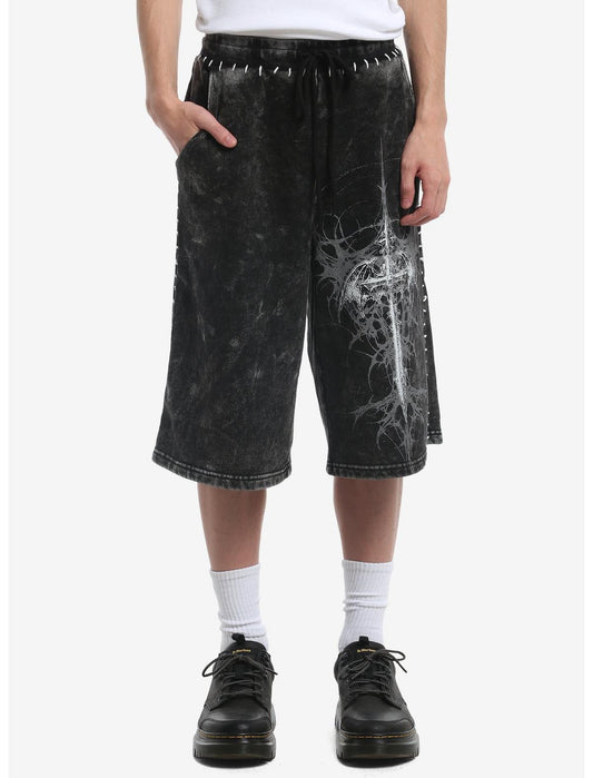 Cross Cyber Sigil Dark Wash Lounge Shorts - US 3861