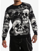 Black & White Skull Collage Knit Sweater - US 6776