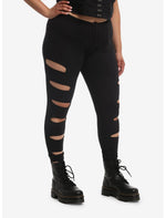 Black Side Cutout Leggings Plus Size - US 5998