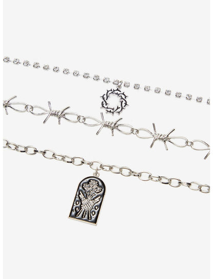 Bad Omens Barbed Wire Flower Necklace Set - US 9818