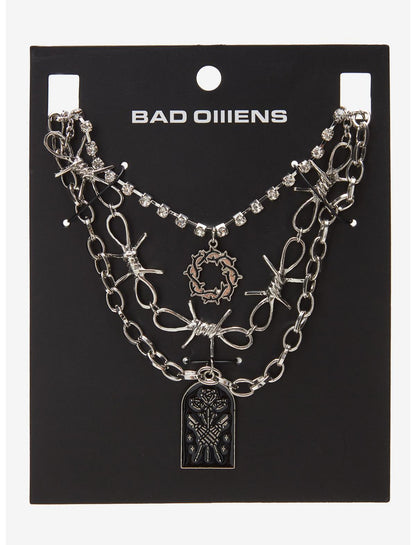 Bad Omens Barbed Wire Flower Necklace Set - US 9818