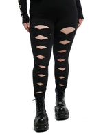 Black Strappy Cutout Leggings Plus Size - US 0773
